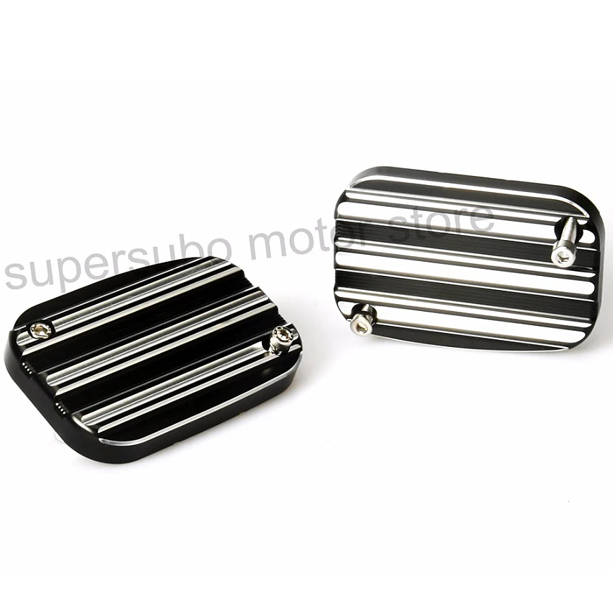 

Motorcycle Black and Cast silver CNC Aluminium Left And Right Front Master Cylinder Covers Fit for harley