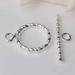 Solid 925 Sterling Silver Toggle Clasp Twisted Bar and Circle ,1piece