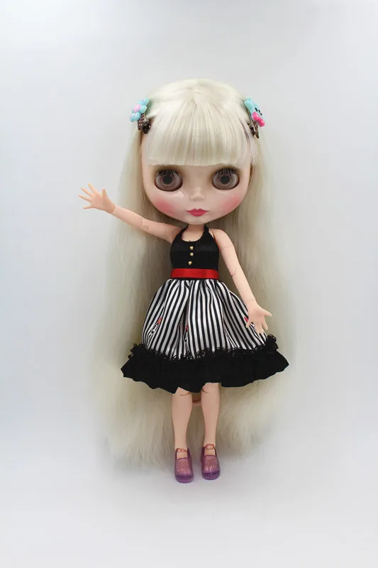 

Кукла Blygirl с белой бахромой, кукла с шарнирным телом Blyth, модная, может менять макияж