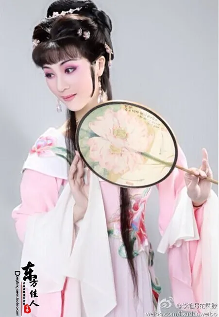 

Chinese Traditional Famous Yue Opera Dream of Red Mansion Actress "Lin Daiyu" Pink Hanfu Maid Costume Opera Sleeve + Hand Veil