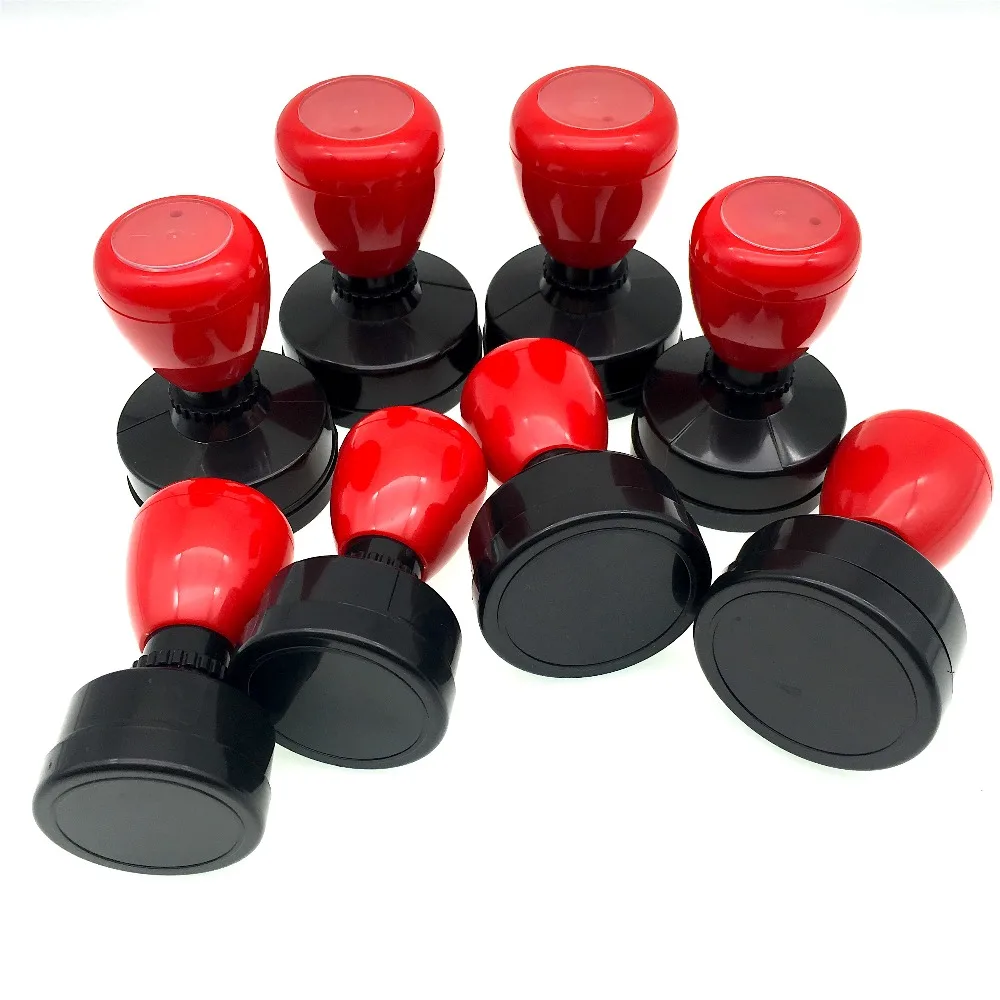 BBloop Customizable Office Stamp, Personalized Stamp W/Easy Refill Handles, Standard Round Shape, Blue/Red/Black Ink Stamp