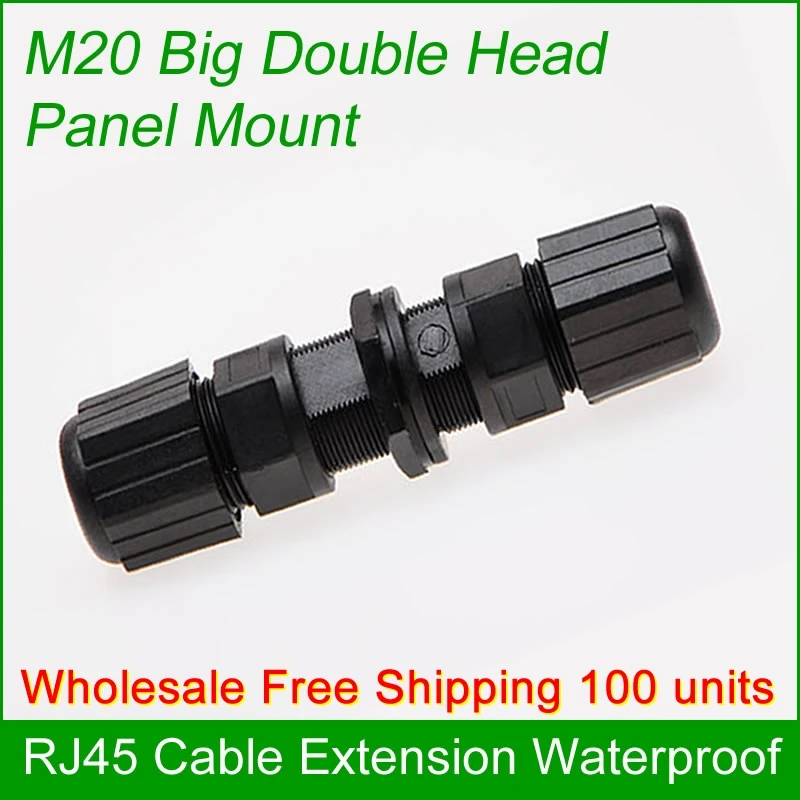 Free Shipping Wholesale 100 units RJ45 Ethernet waterproof socket Connector Panel Mount Outdoor Straight-through joint plug 8P8C