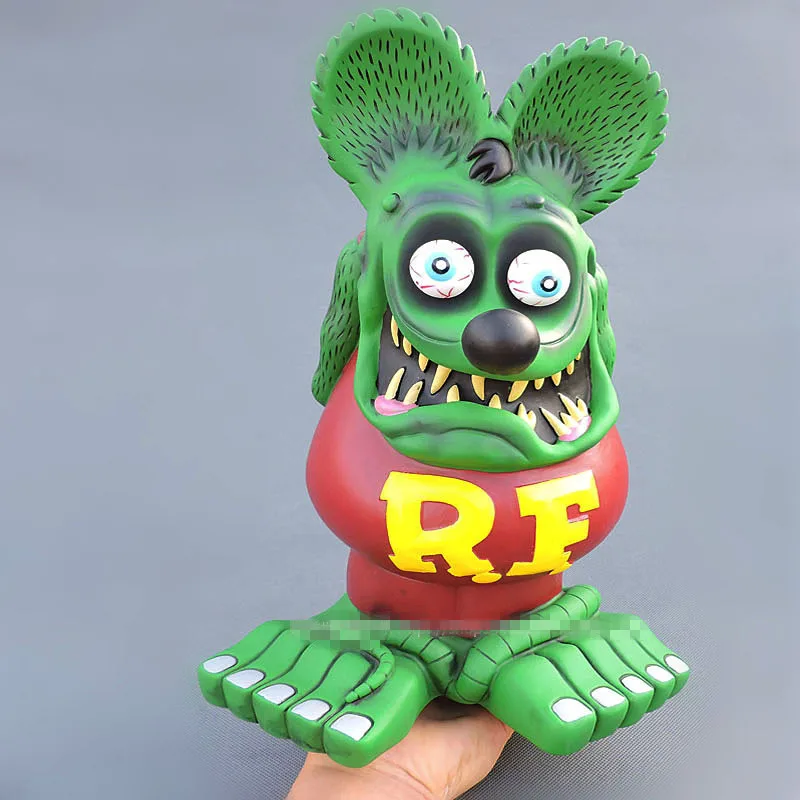 

Rat Fink 33cm Classic Green Vinyl Big Model Doll Ornament Premium Edition RF Crazy Mouse Large Statue Gift Toy Collection Figure