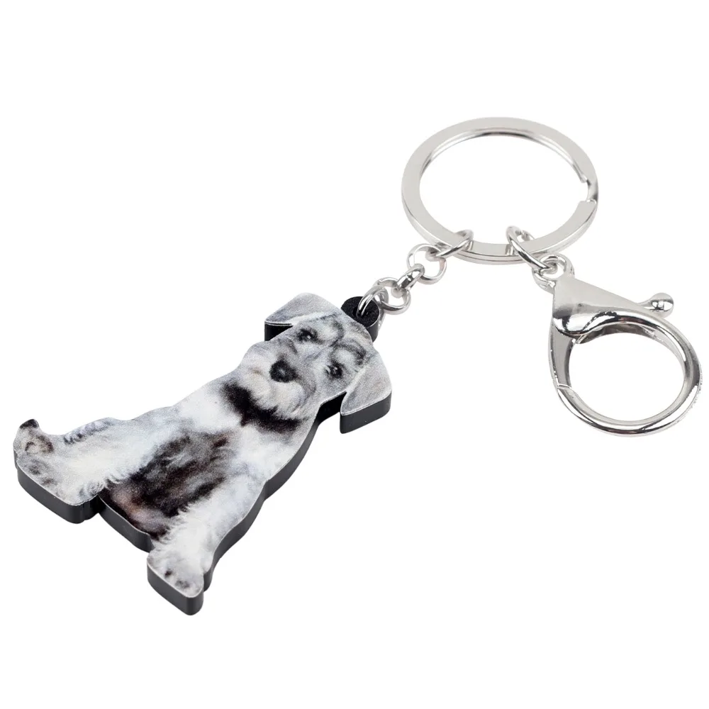 Bonsny Acrylic Sweet Schnauzer Dog Key Chain Keychain Ring Anime Animal Jewelry For Women Girls Ladies Bag Car Purse Charms Bulk