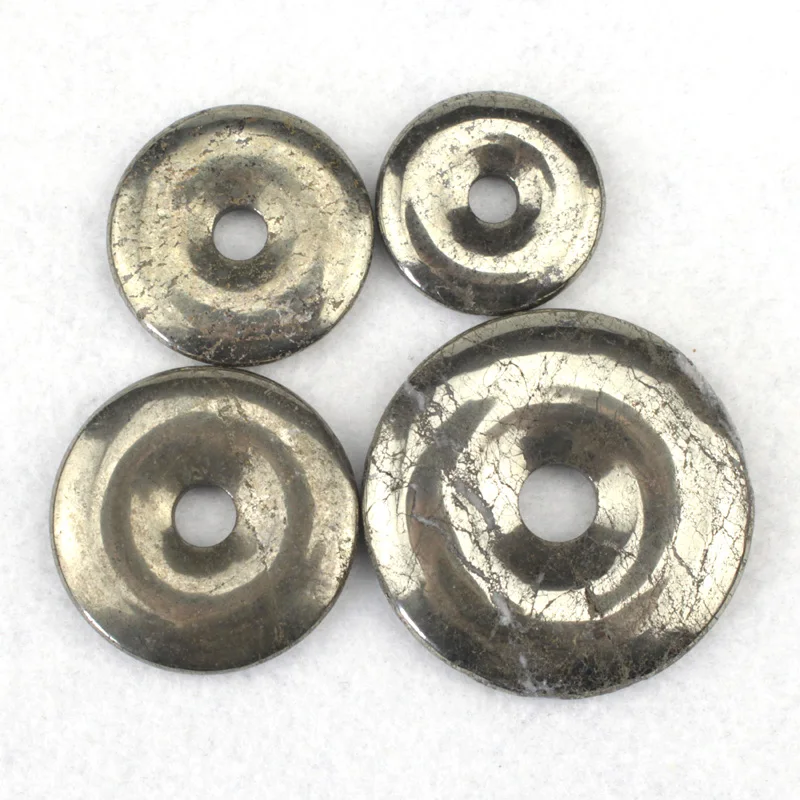 50mm  40mm  35mm 30mm Donut Shape Pendant Natural Pyrite Stone Beads Pendant DIY Loose Beads For Jewelry Making