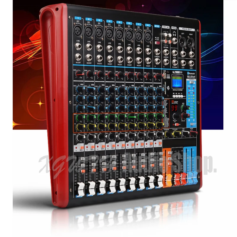 

8-channel Professional Stage Mixer Wedding Performance Reverb Effect Bluetooth Dual-group USB Balanced Digital Tuning Board