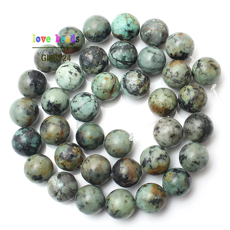 Natural Stone Beads African Turquoises Round Loose Beads for Jewelry Making DIY Bracelet 15\'\' Pick Size 4 6 8 10 12mm Wholesale