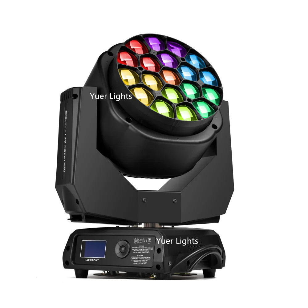 2Pcs/Lot 19x15w RGBW Lamp Ostar leds Moving Head Light DMX512 led lamp Copy Clay Paky A.LEDA B-EYE For DJ Bar show Disco stage