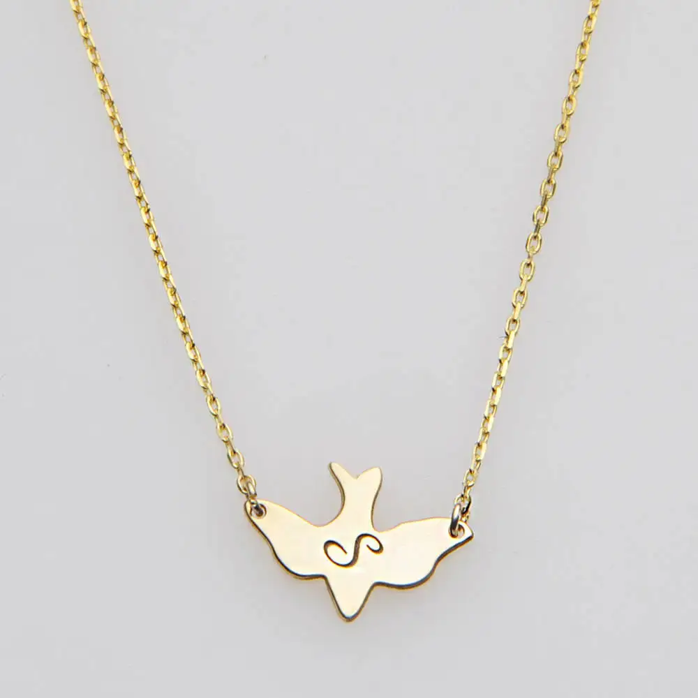 Collier pendentif personnalisé avec nom d'oiseau gravé, collier de demoiselle d'honneur, bijoux pour cadeau de maman PN0006