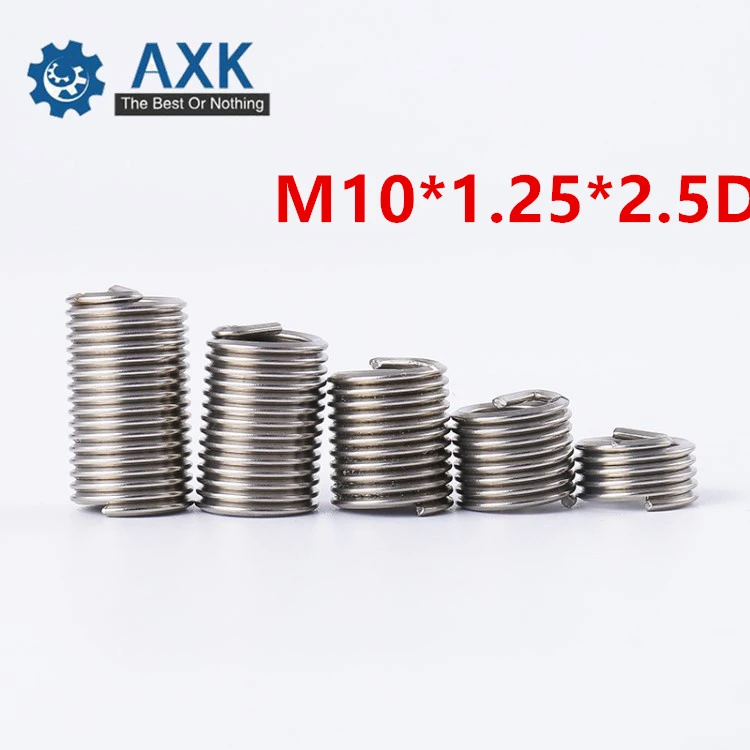 

50pcs M10*1.25*2.5D Wire Thread Insert A2Stainless Steel Wire Screw Sleeve M10 Screw Bushing Helicoil Wire Thread Repair Inserts