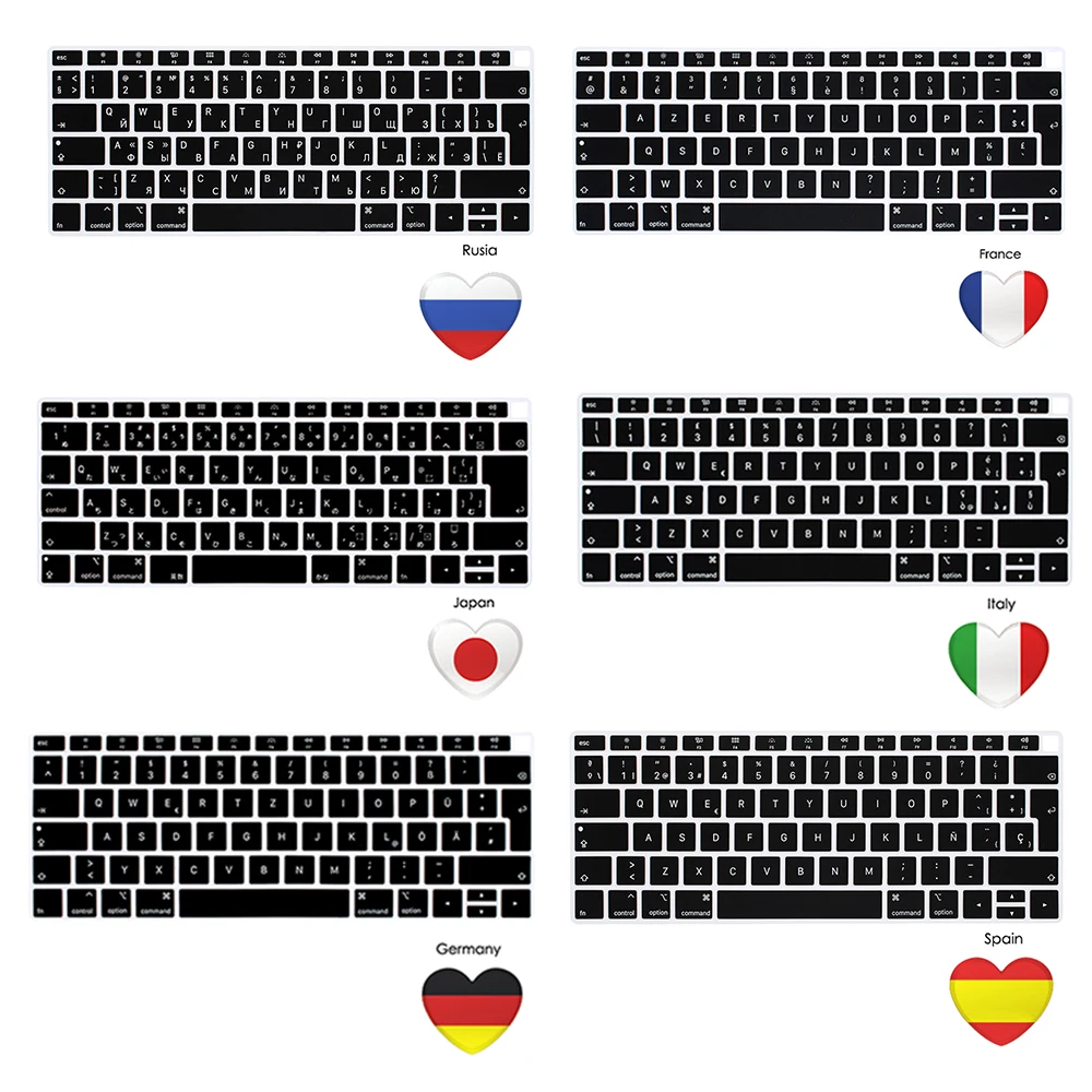 

European version For macbook air 13 A1932 Notebook Keyboard Cover Laptop Keyboard French German Spanish Italian Japanese EU