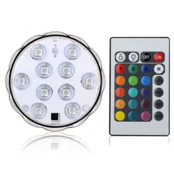 Remote Controlled Submersible Vase Pool Decoration Lamp 10 LED RGB Waterproof Lights For Wedding Holiday Party Decor
