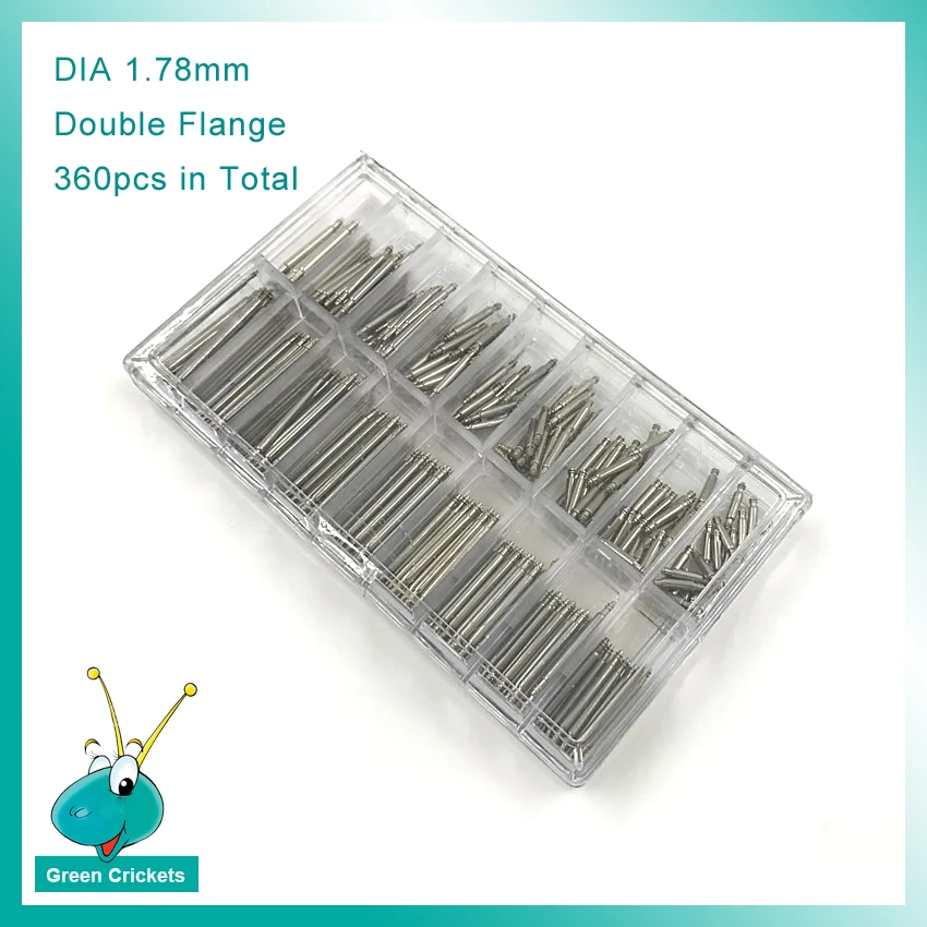 360pcs/box 1.78mm Spring bar set,8mm to 25mm Assort Size Stainless Steel Double Flange Spring bar for Watchmaker replacement