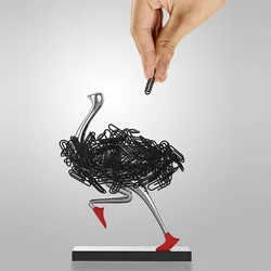 Devekuşu manyetik masaüstü kağıt klip tutucu ofis hediye ofis malzemeleri ofis kaynağı Paperclip tutucu Magentic kağıt klip tutucu