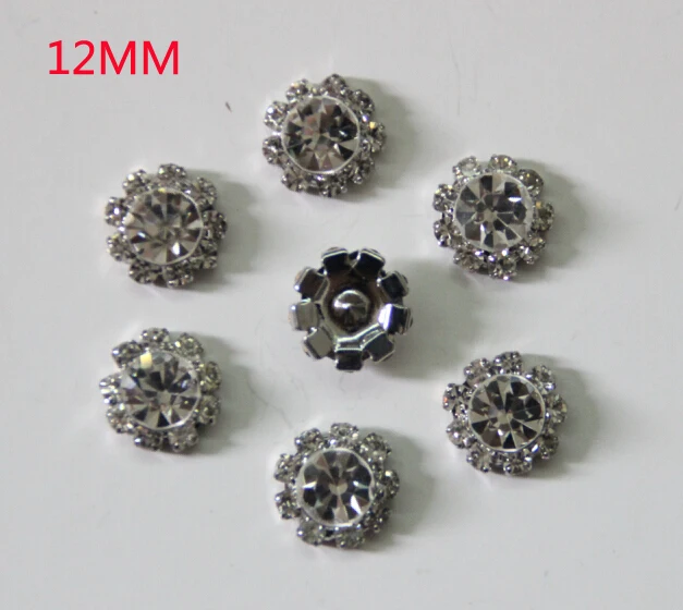 

Free Shipping Wholesale 100pcs/lot 12mm Flatback Rhinestone Button For Hair Flower Wedding Invitation YMBT01085-1