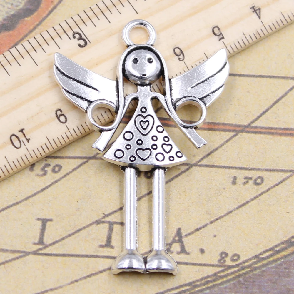 10 sztuk Charms modląc się anioł dziewczyna 59x40mm antyczne srebro kolor DIY Retro biżuteria akcesoria ze stopu cynku antyczny brąz, dzięki czemu