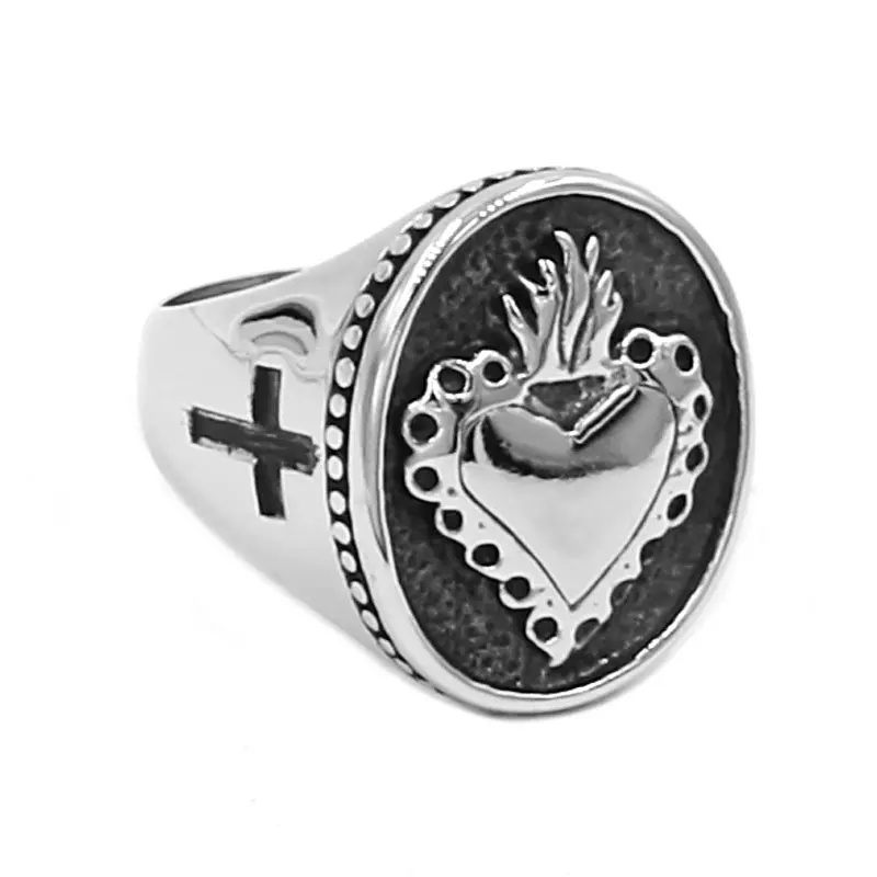 Fashion Crown Heart Ring Stainless Steel Jewelry Silver Color Cross Motor Biker Mens Women Ring Wholesale SWR0706