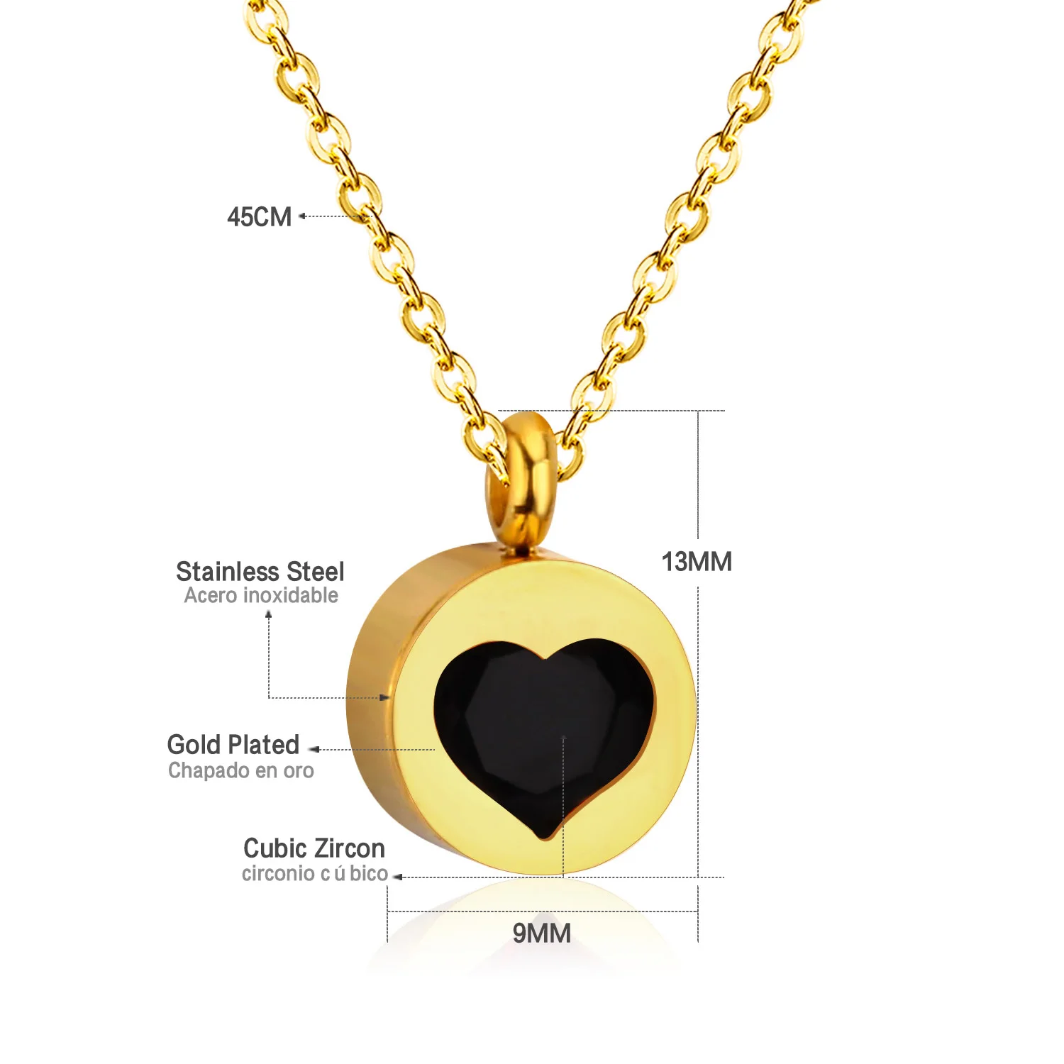 LUXUKISSKIDS Exquisite CZ Jewelry Round Heart Pendants Necklaces Stainless Steel Chain Choker Necklace For Women Collares Colar