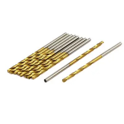 1.7mm Dia 43mm Length Titanium Plated Straight Shank Twist Drill Bit 10pcs