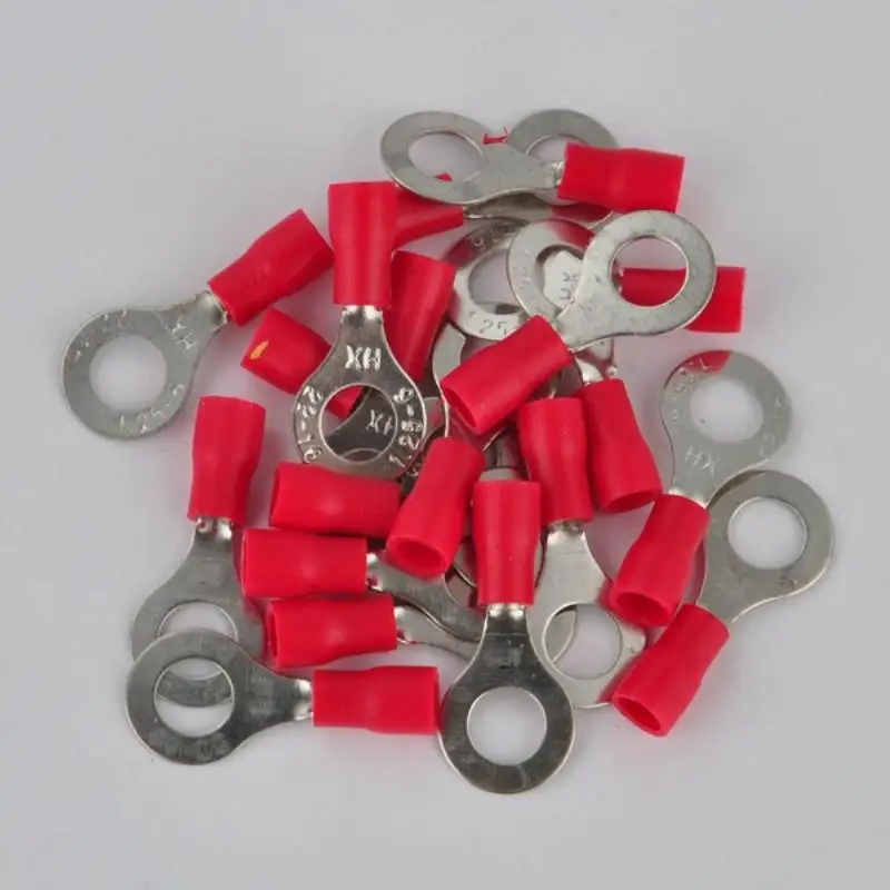 20pcs RV 1.25-6 Insulated Crimp Terminals Red Ring Wire Connectors 16-22 AWG