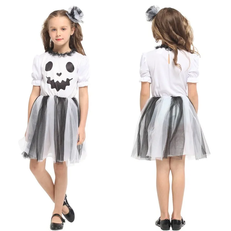 Enfants enfants Halloween enfer diable démon Costume fille blanc fantôme effrayant Cosplay carnaval pourim scène jouer mascarade robe de soirée
