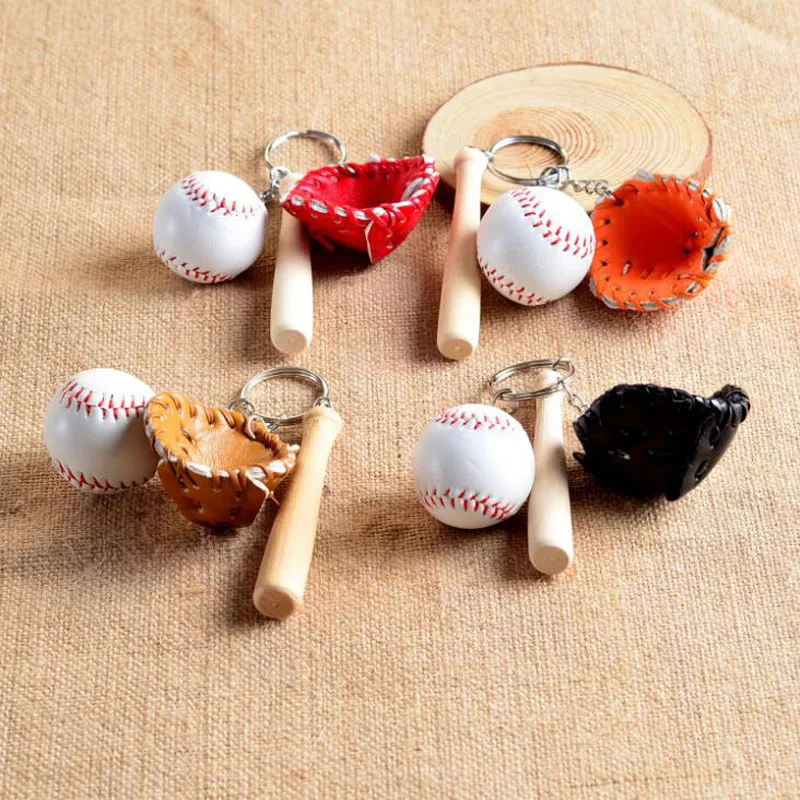 4 Pcs Cute Baseball Shape Key Chain Mold School Sport Kid Student Boys Key Chains Cartoon Key Rings Personality Bag Pendant