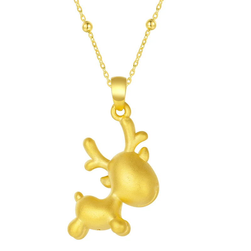 

24K Yellow Gold Pendant High Quality 3D 999 Yellow Gold Fawn Necklace Pendant P6211