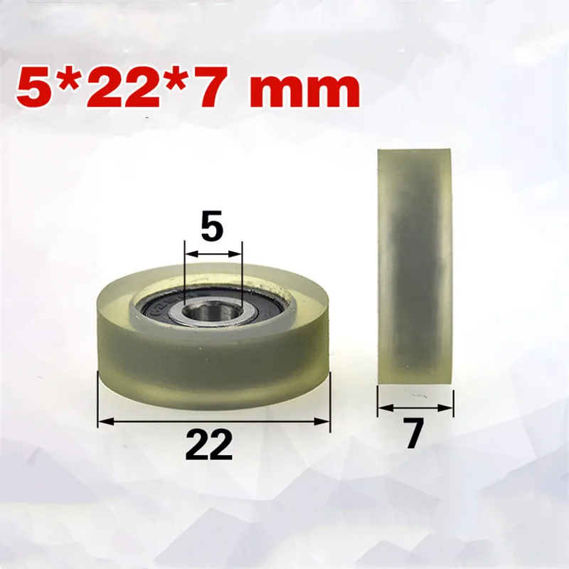 

[PU0522-7]Free shipping 10PCS inner diameter 5mm OD 22mm 625zz TPU rubber bearing roller wheel rubber roller