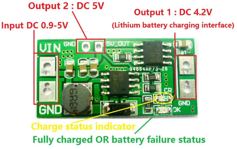 2 in 1 Boost Charger Module & DC DC Step Up Converter DC 2.5V 3V 3.3V 3.7V to 4.2V 5V Charging board DD05CRTA