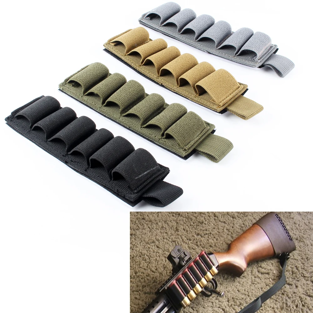 

Airsoft Tactical Butt Stock Bag Hunting Shell Ammo Carrier 6 Rounds 12Ga 20Ga Paintball Gun Pouch Shotgun Bullet Holder