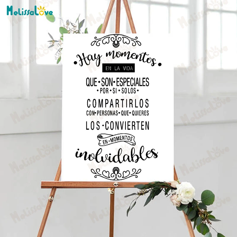 Spanish Wedding Quotation Board Sticker Reception Sign Decal New Design Post Stickers Ceremony Notice SE034