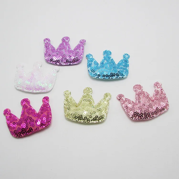 

120pcs/lot sequin crown padded applique Crafts for headwear cake decorate DIY accessories 5.5*4.5cm