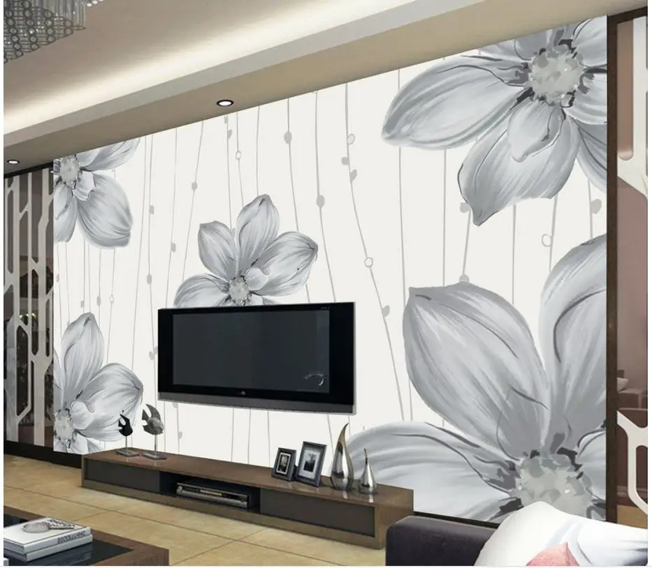 

3d wall murals window mural wallpaper Modern minimalist hand-painted flowers photo wallpaper Home Decoration