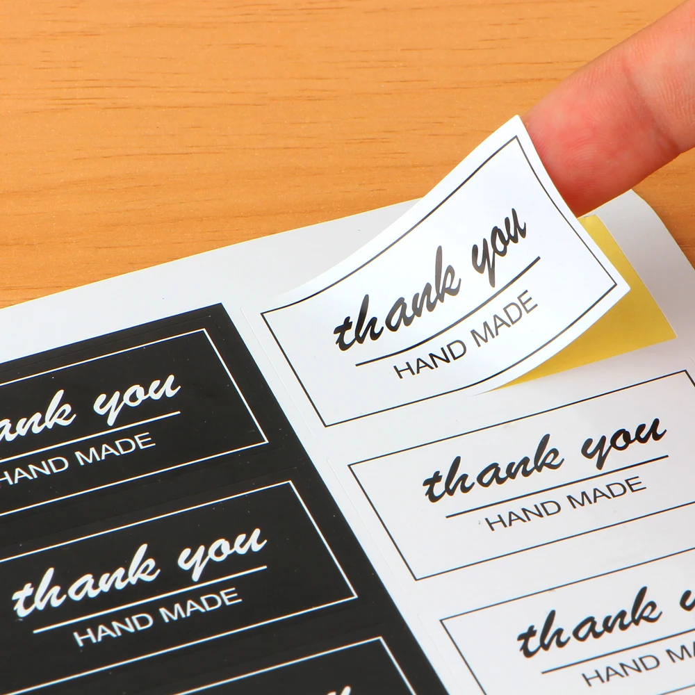 

80pcs/10sheet Thank You Label Stickers black white Label Sticker Diameter For Diy Hand Made For Gift Cake Sealing Hang Tag