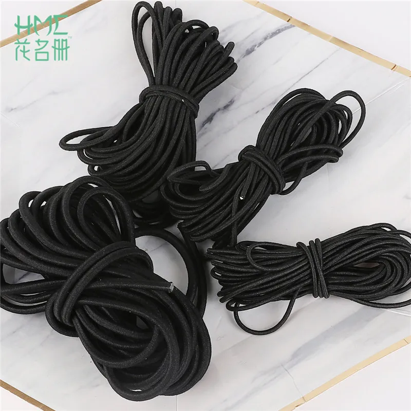 2 m/bolsa 1/1, 5/2/2, 5/3/4/5mm cable de hilo redondo negro banda elástica cuerda elástica línea elástica accesorios de costura DIY