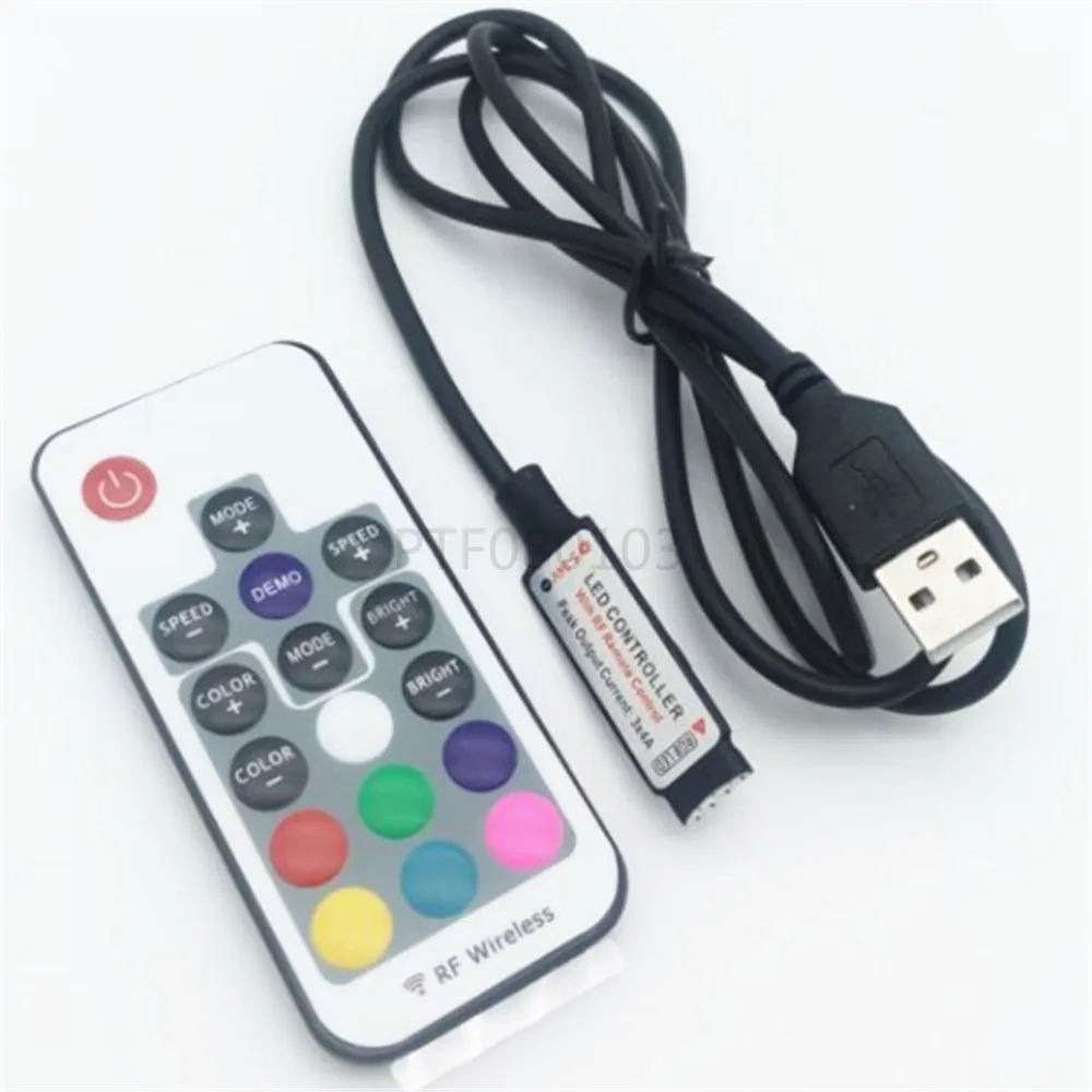 3pcs DC5-24V USB RGB LED Controller With Mini 17Keys RF Wireless Remote Control For USB RGB LED Strip