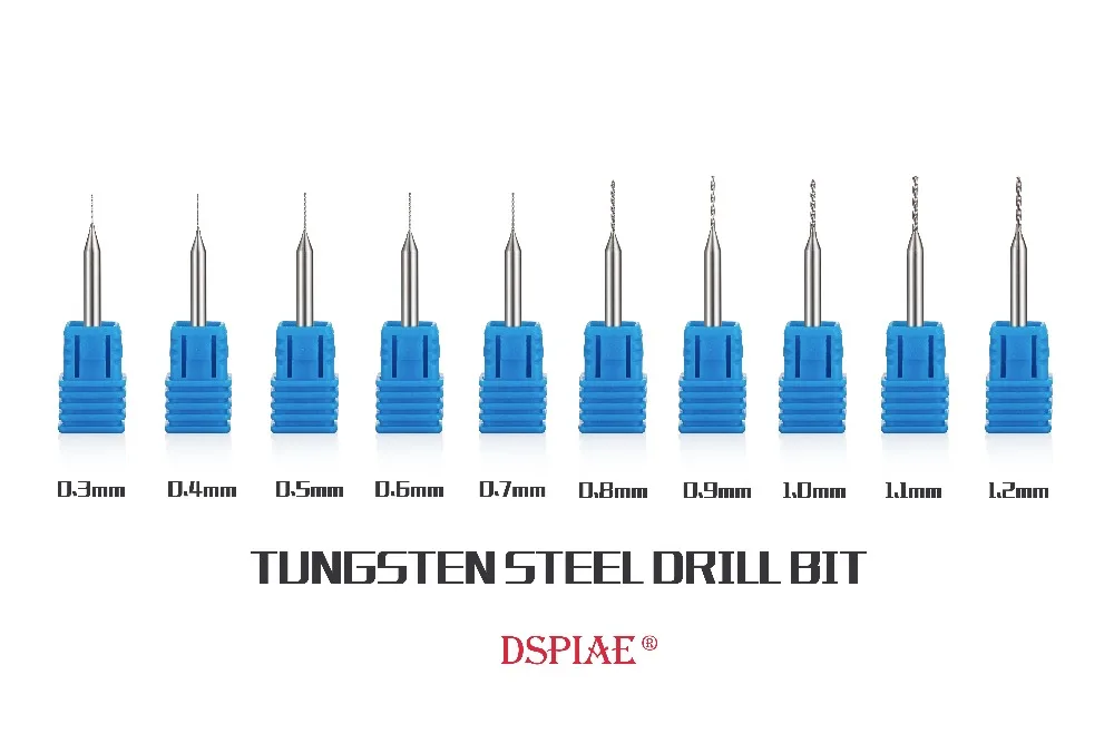 DSPIAE punta da trapano in acciaio al tungsteno 0.3 ~ 1.2mm strumento per la creazione di modelli militari Collage di Retrofit Gundam Hobby fai da te