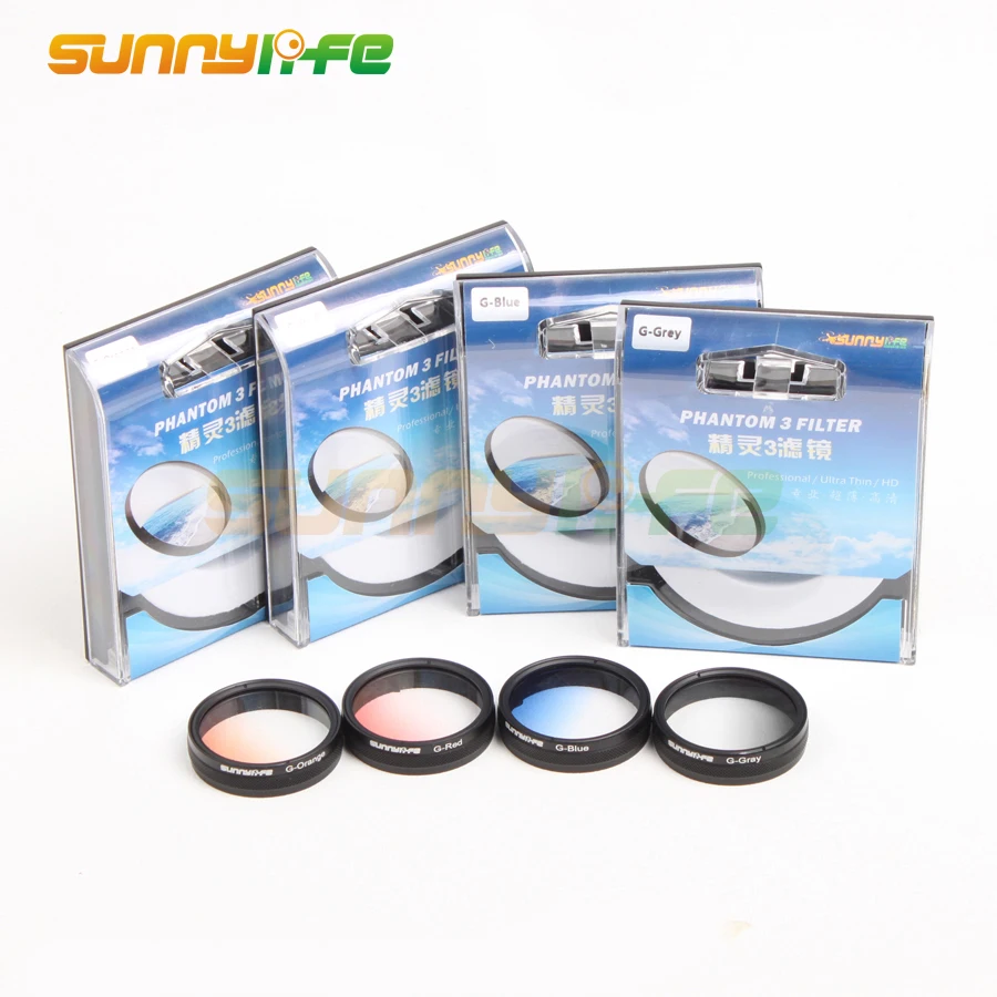 Sunnylife Camera Polarized Filters Graduated Filters Grey/ Red/ Orange/ Blue for DJI Phantom 4/3 Advanced/Professional/Standard