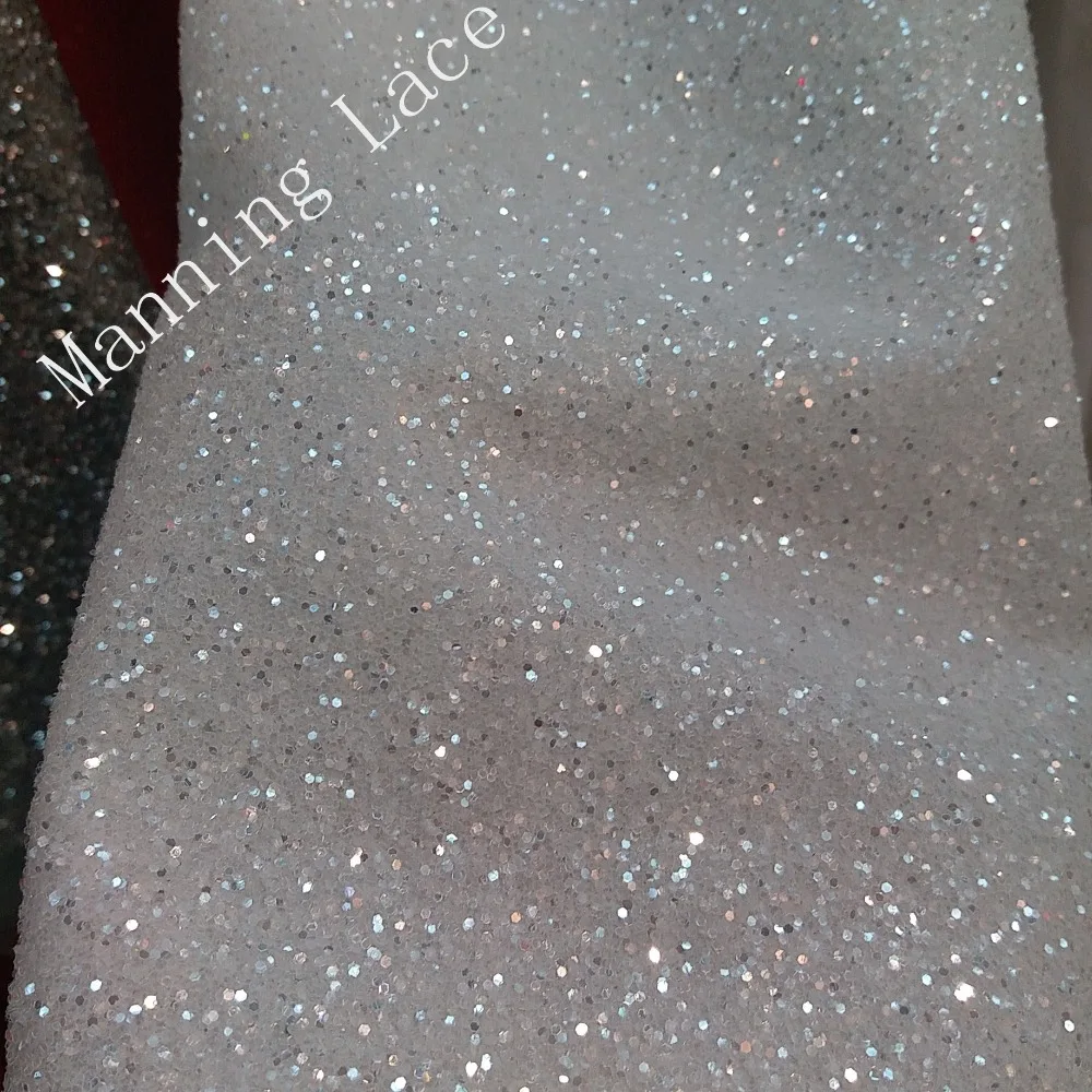 9 Colors Gold/Silver/Red/Light Blue/Champagne Gold is Very Sparkly Indian Wedding Fabric with Hand-Printed Glue and Sequins