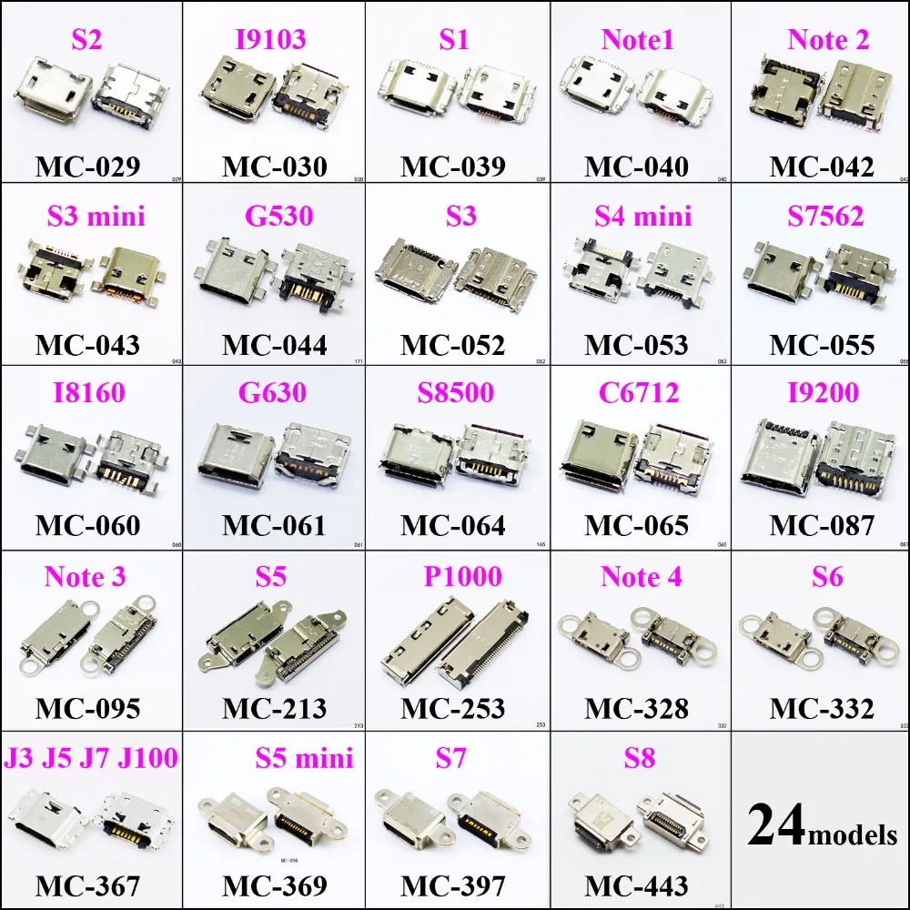 ChengHaoRan 2pcs Micro USB Connector Socket Charging Port for Samsung NOTE3 S8500 G630 I8160 S7562 S3 I9300 S2 S6 5 4