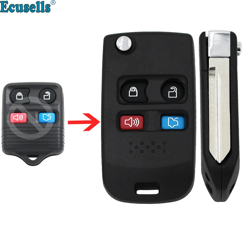 

Modified Folding flip Remote Key Shell case cover fob 4 Button For Ford Escape Expedition Explorer Freestyle uncut FO38 blade