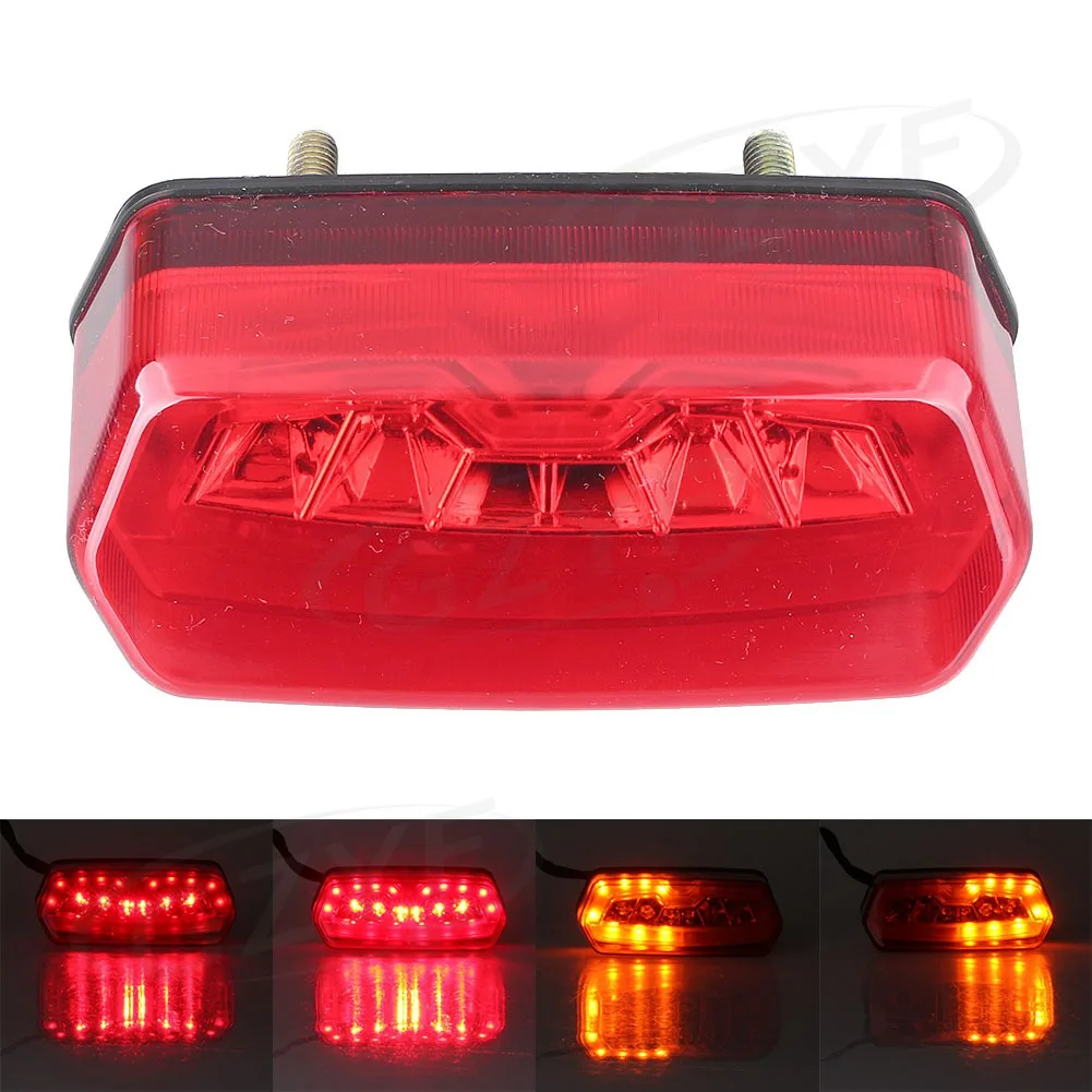 Universal LED License Plate Light Turn Signal Tail Lamp Red Lens Brake Taillight Integrated THREE in ONE Motorcycle Parts