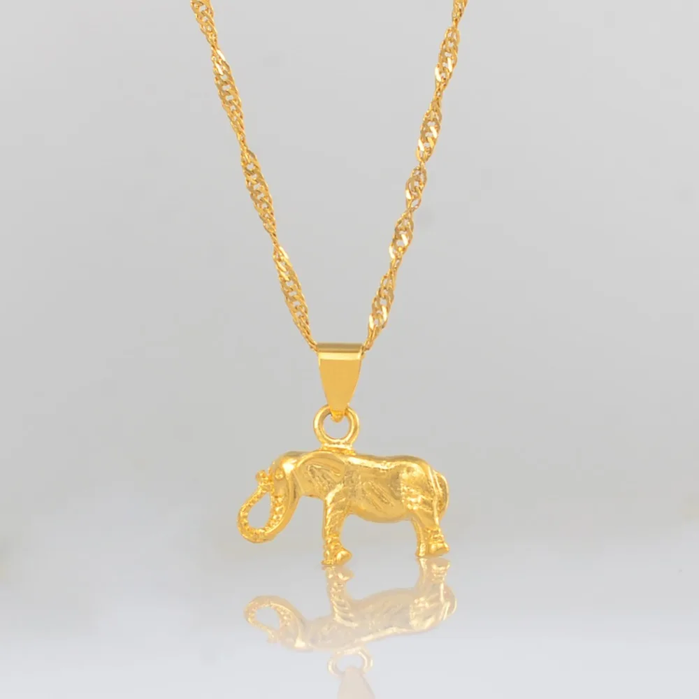 Anniyo SMALL Elephant Pendant and Chain Necklaces for Women Girls,Silver Color/Gold Color Charm Animal Jewelry  @003009