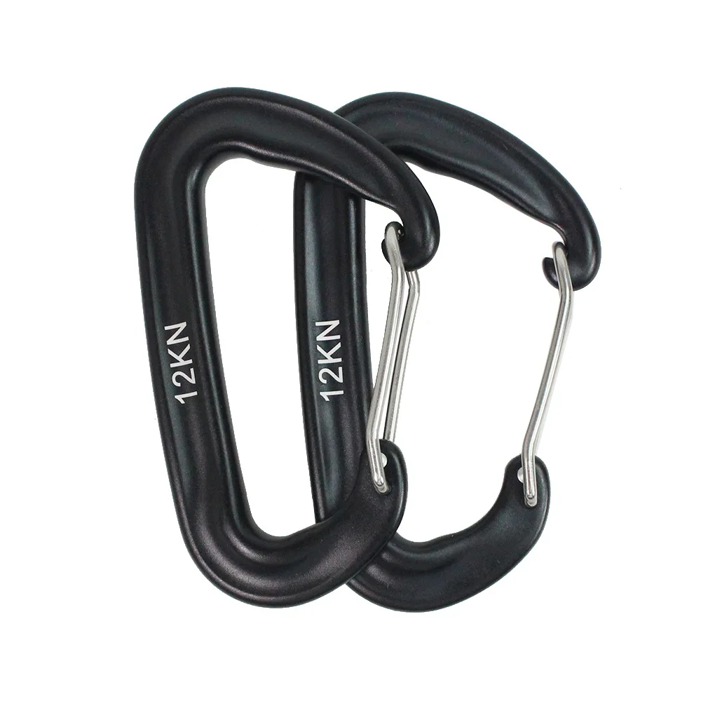 Professional Climbing Carabiner D Shape Mountaineering Buckle Hook 12KN Safety Lock Outdoor Climbing Equipment Accessory