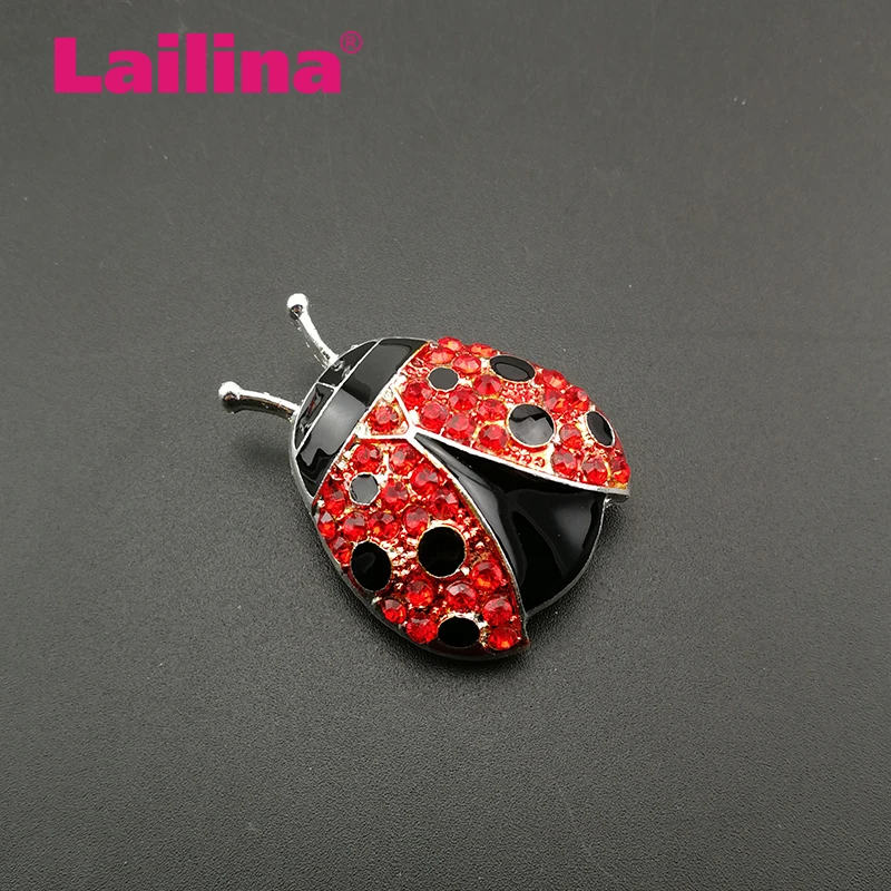 

20pcs/lot Rhinestone Bug Brooch Enamel Insect Ladybug Brooches Pins