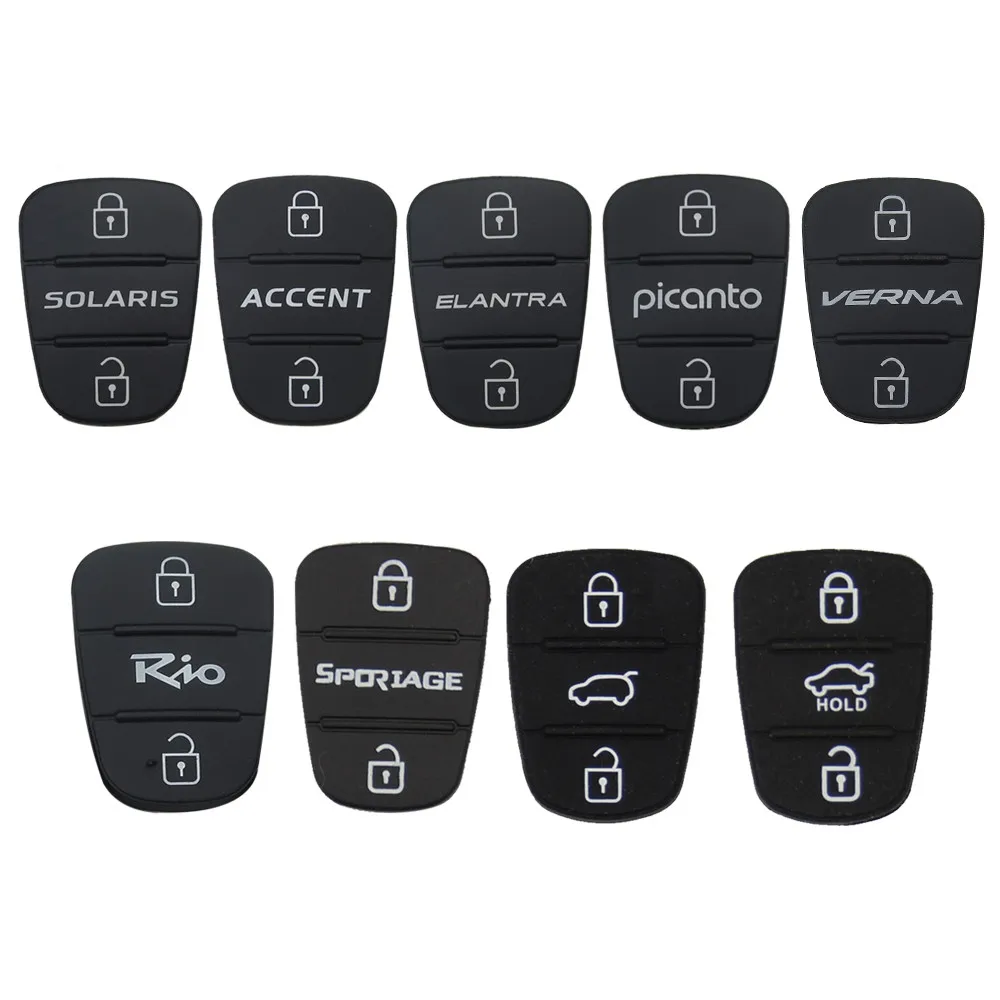 Okeytech 1PC 3 Buttons Folding Remote Rubber Key Pad Shell For Hyundai Picanto Solaris RIO Sportage Elantra For Kia Verna