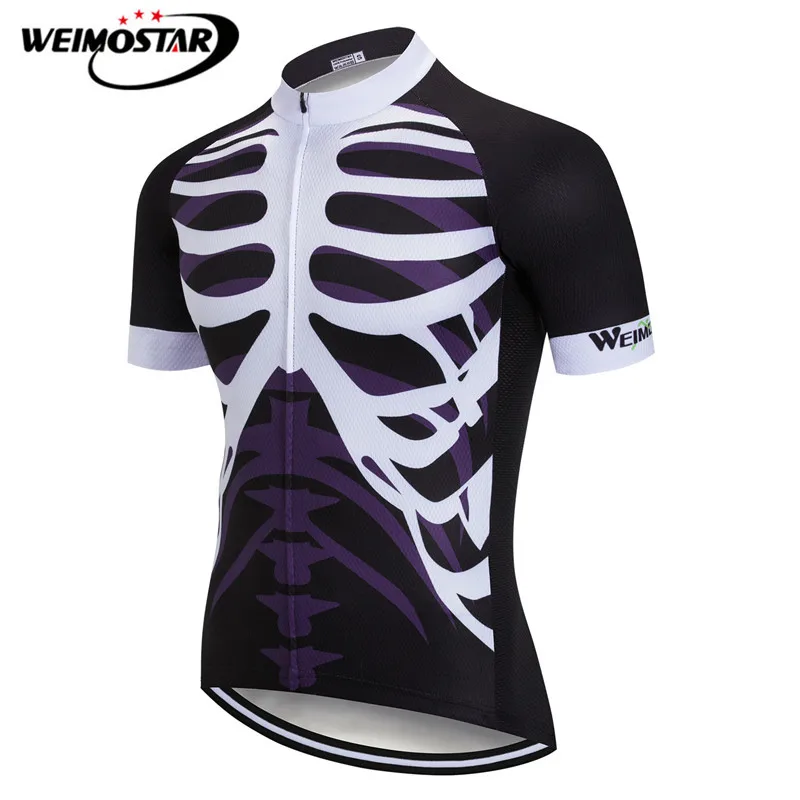 Weimostar Skeleton Cycling Jersey Mens Summer Breathable Bicycle Shirt Outdoor Sport mtb Bike Jersey Mountain Cycling Clothing