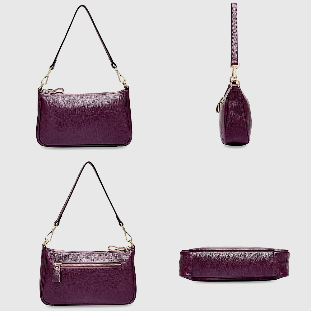 Zency elegante borsa a tracolla da donna viola 100% borsa in vera pelle borsa a tracolla nera Hobos Fashion Lady Messenger piccola