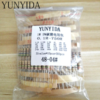 300pcs Resistor Kit 1W 5%  30values X 10pcs  Carbon Film Resistance 0.1-750 ohm  Set