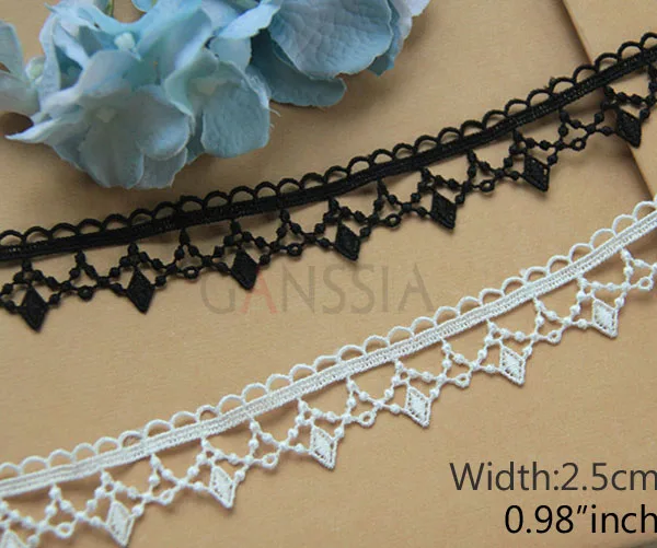 1yard Width: 2.5cm Fashion Black and White Cotton Lace Trim for Scrapbooking Garment Accessories(ss-303)